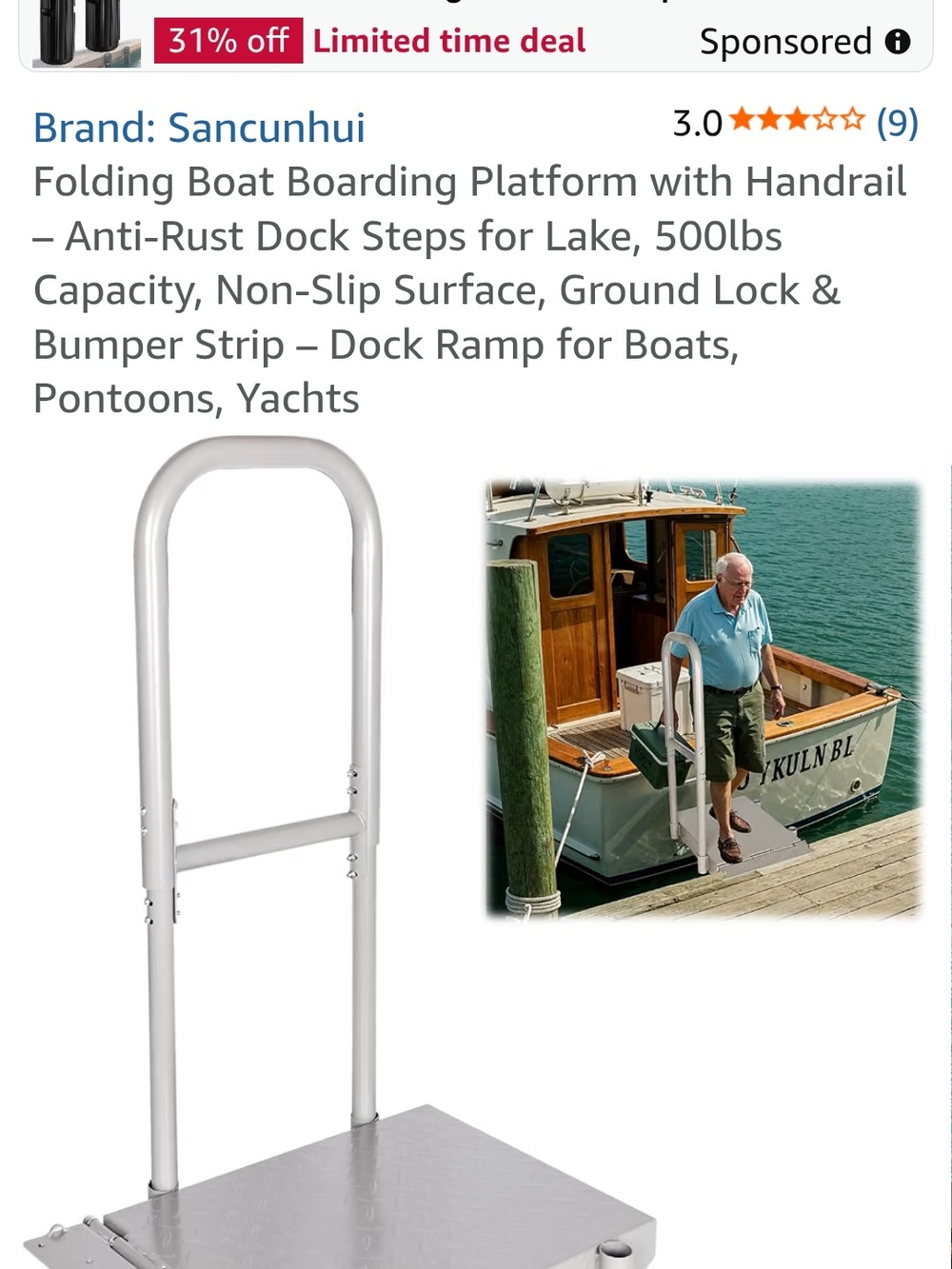 White Folding Boat Boarding Platform with Handrail